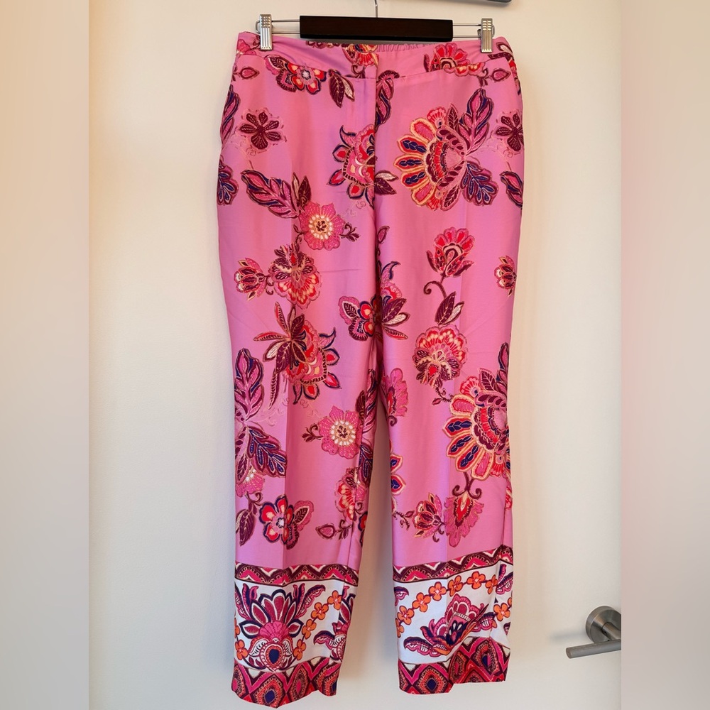 Floral Pink Satin  Pants